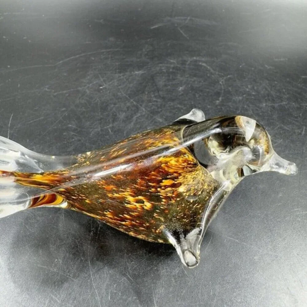 Hand Blown Art Glass Bird‎ Figurine Paperweight Glass Artist Signed JC Vintage